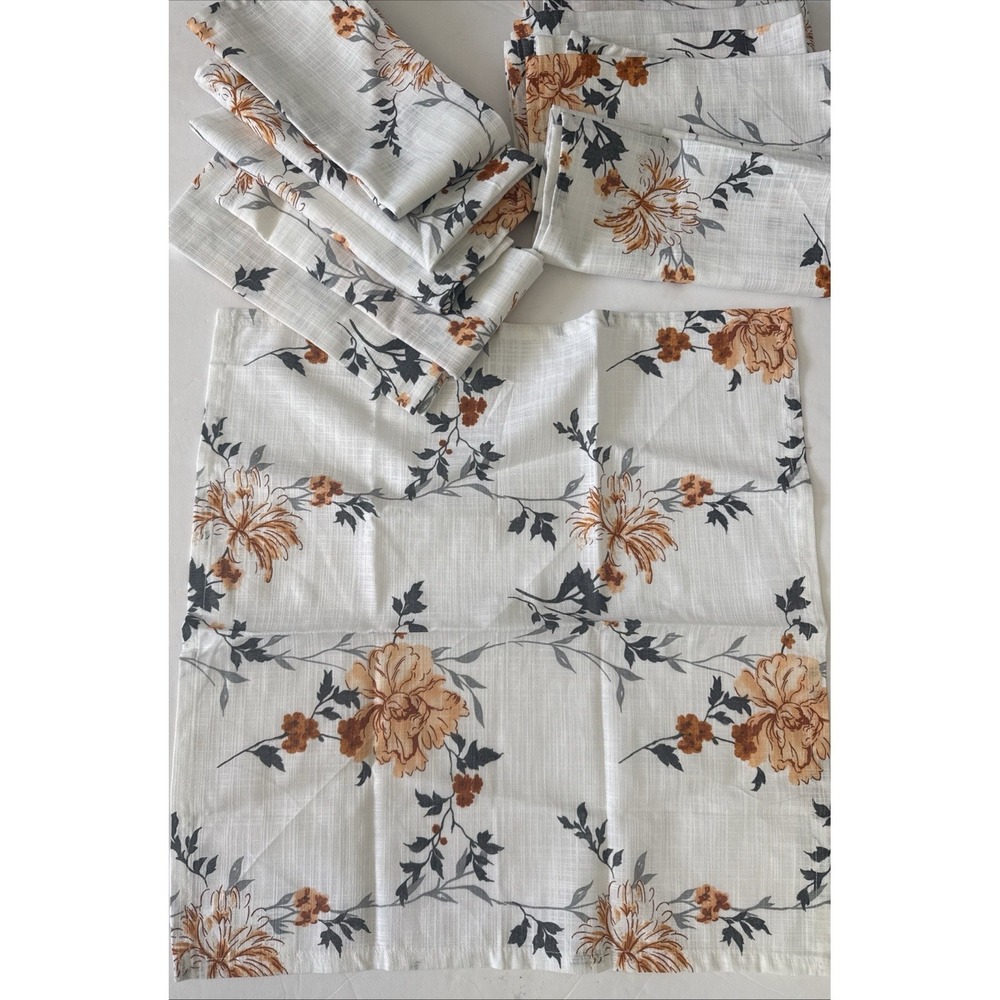 Ruvanti Floral Cloth‎ Napkins 100%Cotton 19x18 Napkins Large Washable 11 Pcs New